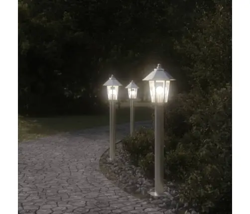 Āra Zemes Lampas, 3 Gb., Sudrabaina, 80 Cm, Nerūsējošs Tērauds Vidaxl