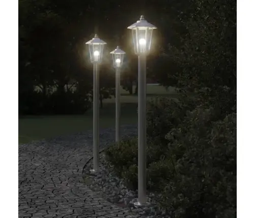 Lauko Šviestuvas, 3Vnt., Sidabrinė, 120cm Nerūdijantis Plienas