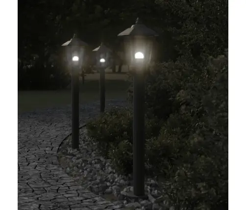 Āra Zemes Lampas, 3 Gb., Melnas, 80 Cm, Nerūsējošs Tērauds Vidaxl