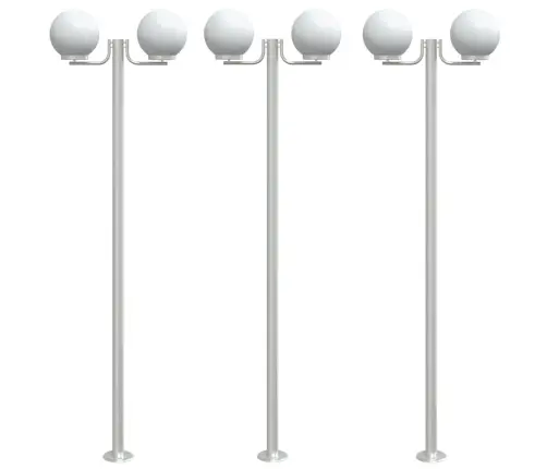 Āra Zemes Lampas, 3 Gb., Sudrabaina, 215 Cm, Nerūsējošs Tērauds Vidaxl