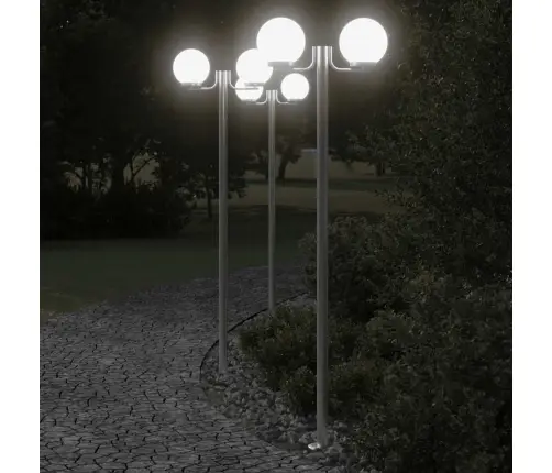 Āra Zemes Lampas, 3 Gb., Sudrabaina, 215 Cm, Nerūsējošs Tērauds Vidaxl