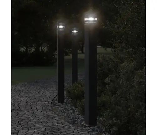 Āra Zemes Lampa Ar Sensora, Melns, 110 Cm, Alumīnijs Vidaxl