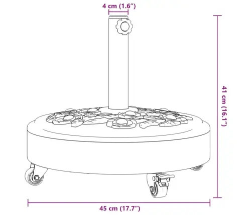 Ratastega Päikesevarju Alus, Ø38/48 Mm Postile, 27 Kg Ümmargune