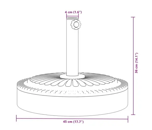 Saulessarga Pamatne Ar Riteņiem, Ø38 / 48 Mm Kātiem, 25 Kg Vidaxl