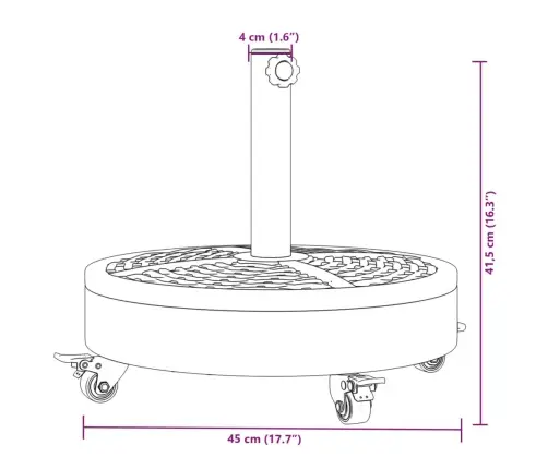 Ratastega Päikesevarju Alus, Ø38/48 Mm Postile, 27 Kg Ümmargune
