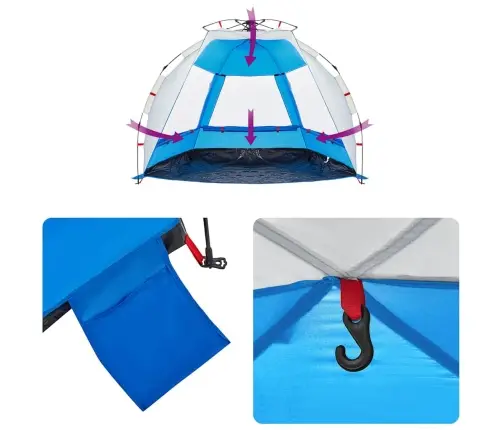 Pludmales Telts 2 Personām, Debeszila, Ūdensnecaurlaidīga Vidaxl