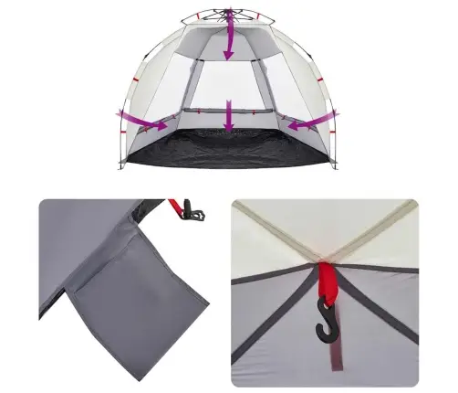 Paplūdimio Palapinė, Pilka, Dvivietė, Greito Atleidimo