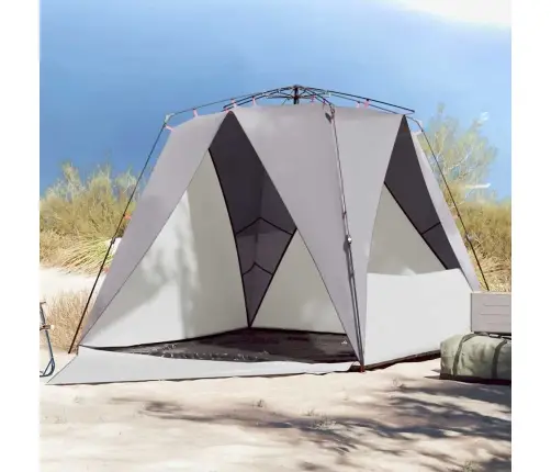 Pludmales Telts 4 Personām, Pelēka, Ūdensnecaurlaidīga Vidaxl