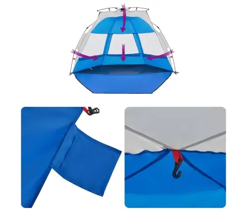 Pludmales Telts 2 Personām, Debeszila, Ūdensnecaurlaidīga Vidaxl