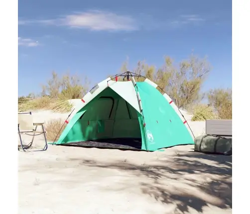 Pludmales Telts 3 Personām, Zaļa, Ūdensnecaurlaidīga Vidaxl