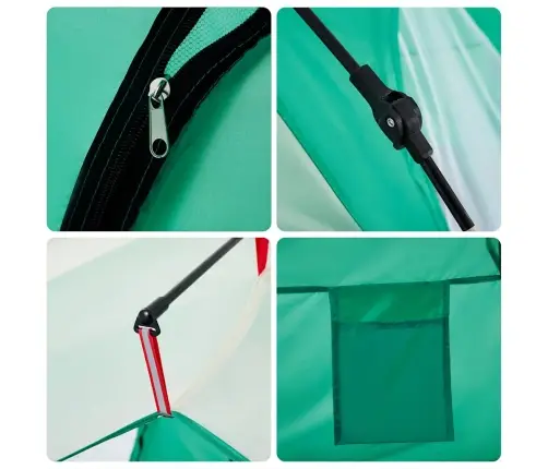 Pludmales Telts 3 Personām, Zaļa, Ūdensnecaurlaidīga Vidaxl