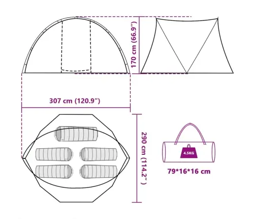 Kalastustelk 5 Inimesele, Kamuflaaž, Veekindel