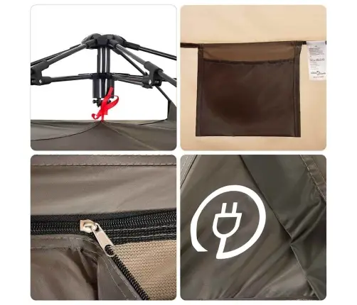 Makšķernieku Telts 4 Personām, Brūna, Ātri Saliekama Vidaxl