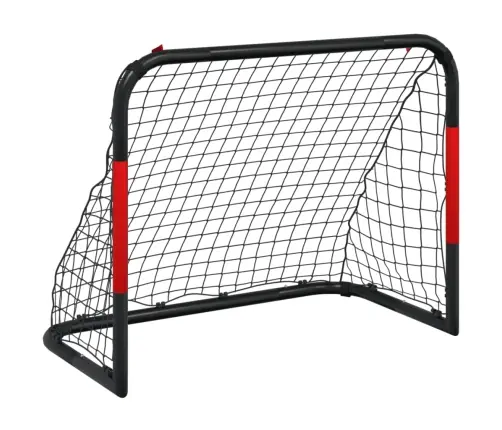Futbolo Vartai Su Tinklu, Raudoni Ir Juodi, 90X48X71cm Plienas