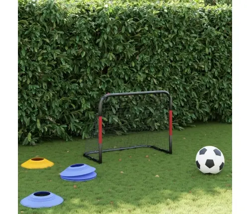 Futbolo Vartai Su Tinklu, Raudoni Ir Juodi, 90X48X71cm Plienas