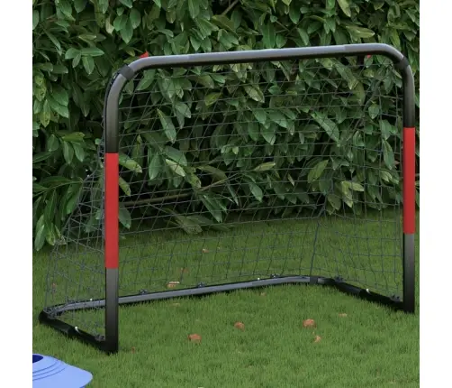 Futbolo Vartai Su Tinklu, Raudoni Ir Juodi, 90X48X71cm Plienas