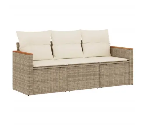 3-Daļīgs Dārza Dīvānu Komplekts, Matrači, Bēša Pe Rotangpalma Vidaxl