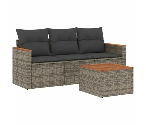 4-Daļīgs Dārza Dīvāna Komplekts Ar Matračiem, Pelēks Pe Pinums Vidaxl