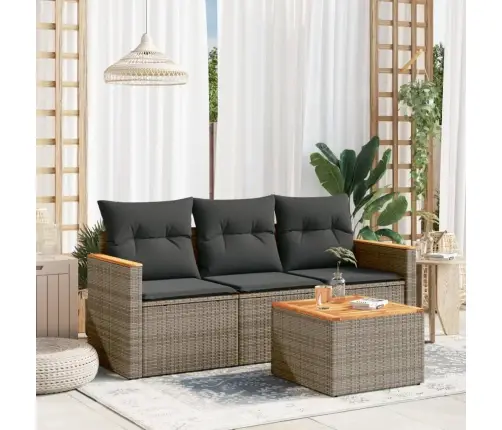 4-Daļīgs Dārza Dīvāna Komplekts Ar Matračiem, Pelēks Pe Pinums Vidaxl