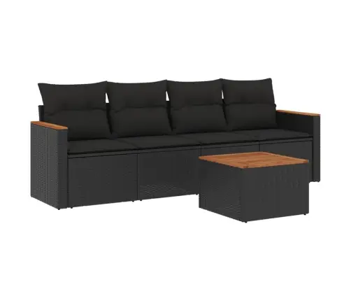 Sodo Komplektas Su Pagalvėlėmis, 5 Dalių, Juodas, Poliratanas