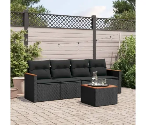 Sodo Komplektas Su Pagalvėlėmis, 5 Dalių, Juodas, Poliratanas