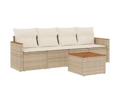 5-Daļīgs Dārza Dīvāna Komplekts, Matrači, Bēša Pe Rotangpalma Vidaxl