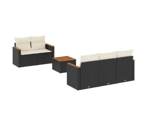 Sofos Komplektas Su Pagalvėlėmis, 6 Dalių, Juodas, Poliratanas