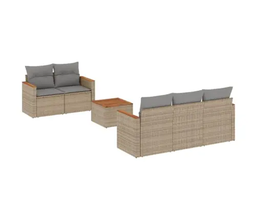 6-Daļīgs Dārza Dīvāna Komplekts, Matrači, Bēša Pe Rotangpalma Vidaxl