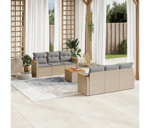 Sofos Komplektas Su Pagalvėlėmis, 7 Dalių, Smėlio, Poliratanas