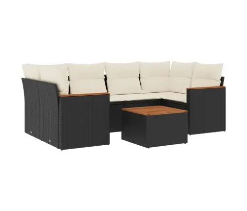 7-Daļīgs Dārza Dīvāna Komplekts Ar Matračiem, Melna Pe Vidaxl