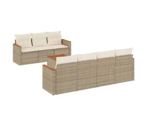 8-Daļīgs Dārza Dīvāna Komplekts, Matrači, Bēša Pe Rotangpalma Vidaxl