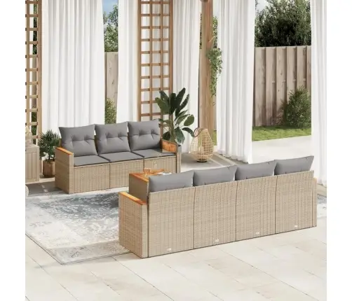 Sofos Komplektas Su Pagalvėlėmis, 8 Dalių, Smėlio, Poliratanas Sofos Komplektas Su Pagalvėlėmis, 8 Dalių, Smėlio, Poliratanas