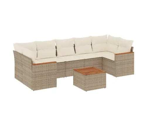 8-Daļīgs Dārza Dīvāna Komplekts, Matrači, Bēša Pe Rotangpalma Vidaxl