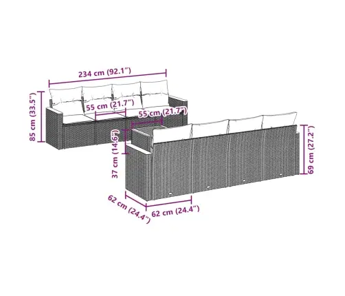 9-Osaline Aiadiivani Komplekt Patjadega, Must, Polürotang