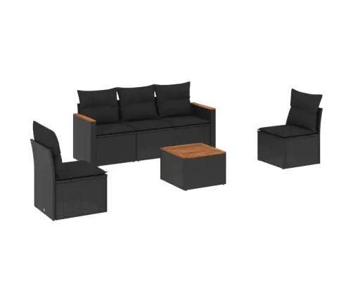 6-Daļīgs Dārza Dīvāna Komplekts, Matrači, Melna Pe Rotanpalma Vidaxl