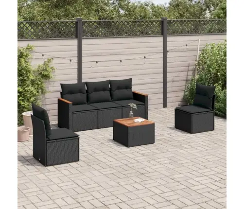 6-Daļīgs Dārza Dīvāna Komplekts, Matrači, Melna Pe Rotanpalma Vidaxl