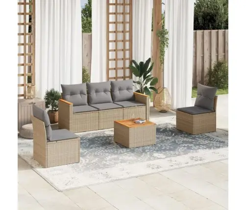 6-Daļīgs Dārza Dīvāna Komplekts, Matrači, Bēša Pe Rotangpalma Vidaxl 6-Daļīgs Dārza Dīvāna Komplekts, Matrači, Bēša Pe Rotangpalma Vidaxl