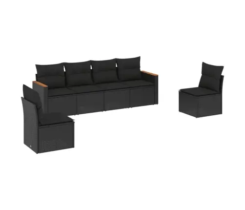 6-Daļīgs Dārza Dīvāna Komplekts, Matrači, Melna Pe Rotanpalma Vidaxl