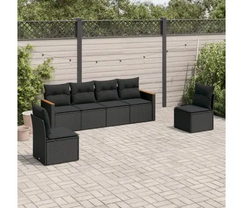 6-Daļīgs Dārza Dīvāna Komplekts, Matrači, Melna Pe Rotanpalma Vidaxl