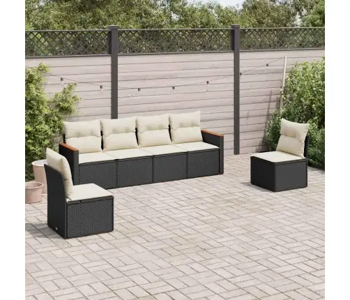 6-Daļīgs Dārza Dīvāna Komplekts, Matrači, Melna Pe Rotanpalma Vidaxl