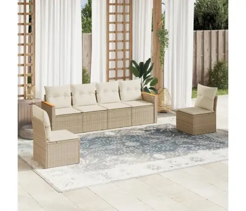 Sofos Komplektas Su Pagalvėlėmis, 6 Dalių, Smėlio, Poliratanas