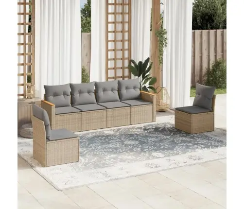 Sofos Komplektas Su Pagalvėlėmis, 6 Dalių, Smėlio, Poliratanas