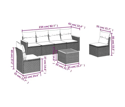 7-Daļīgs Dārza Dīvāna Komplekts, Matrači, Bēša Pe Rotangpalma Vidaxl