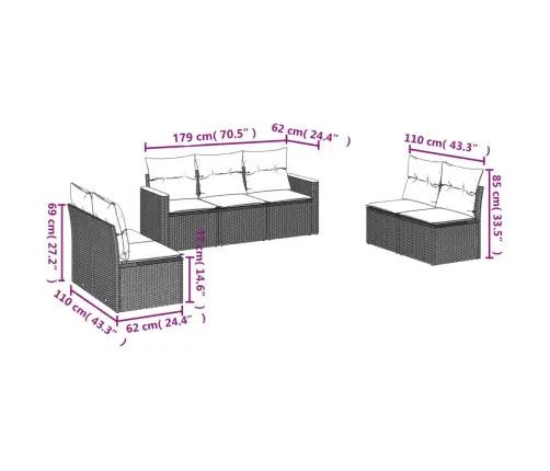 7-Daļīgs Dārza Dīvāna Komplekts, Matrači, Bēša Pe Rotangpalma Vidaxl