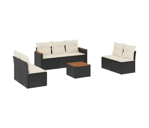 8-Daļīgs Dārza Dīvāna Komplekts, Matrači, Melna Pe Rotangpalma Vidaxl