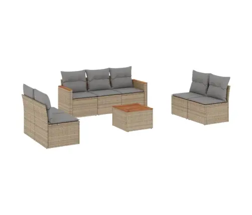 8-Daļīgs Dārza Dīvāna Komplekts, Matrači, Bēša Pe Rotangpalma Vidaxl