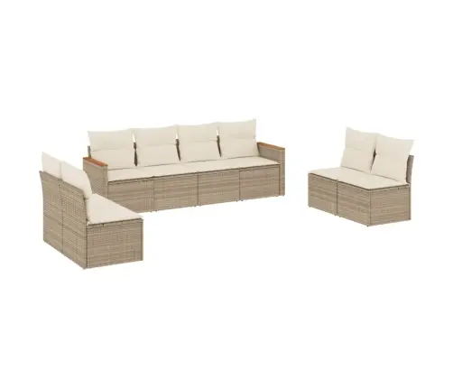 8-Daļīgs Dārza Dīvāna Komplekts, Matrači, Bēša Pe Rotangpalma Vidaxl