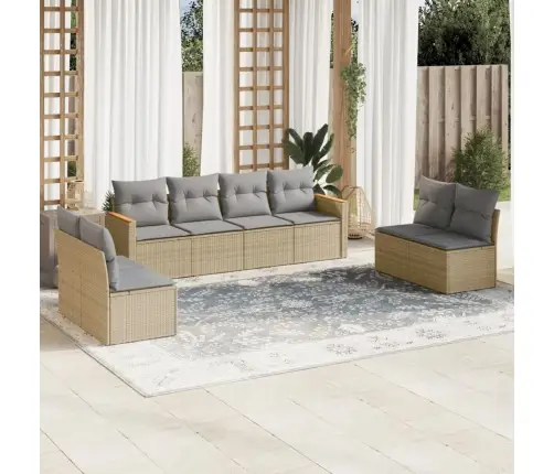 8-Osaline Aiadiivani Komplekt Patjadega, Beež, Polürotang