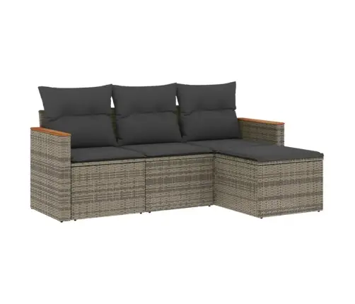 4-Daļīgs Dārza Dīvāna Komplekts Ar Matračiem, Pelēks Pe Pinums Vidaxl