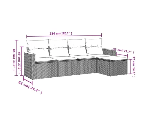 5-Osaline Aiadiivani Komplekt Patjadega, Beež, Polürotang